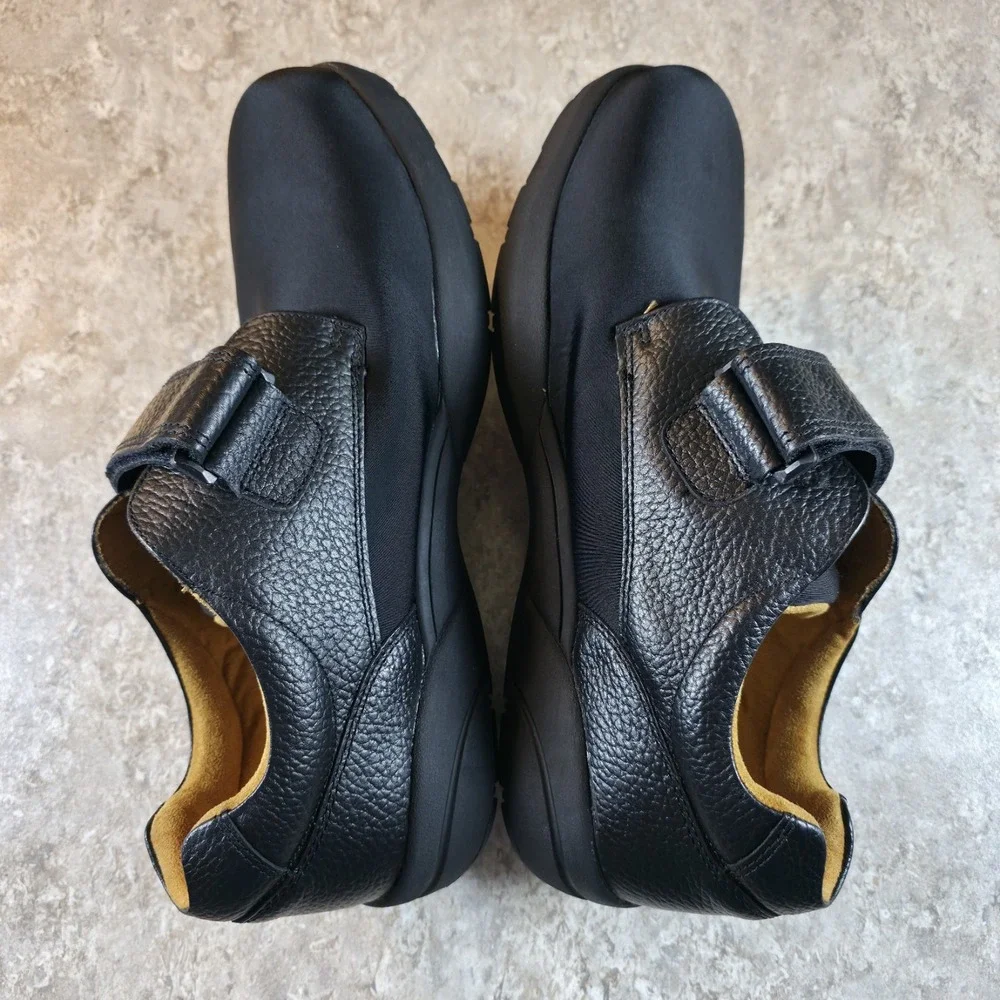 Dr. Comfort Brian X-Depth 6910 Black Leather Stretch Orthotic Shoes Mens 15 XW